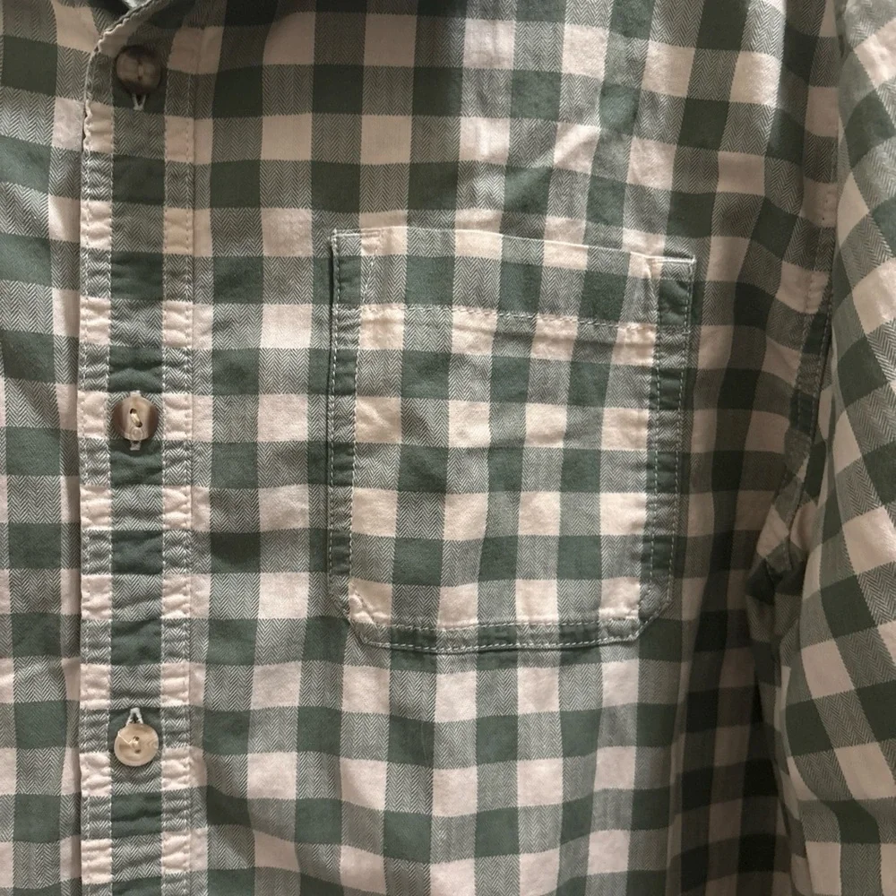 The North Face Men's Long Sleeve Button Down  Plaid Green & Cream Size XL